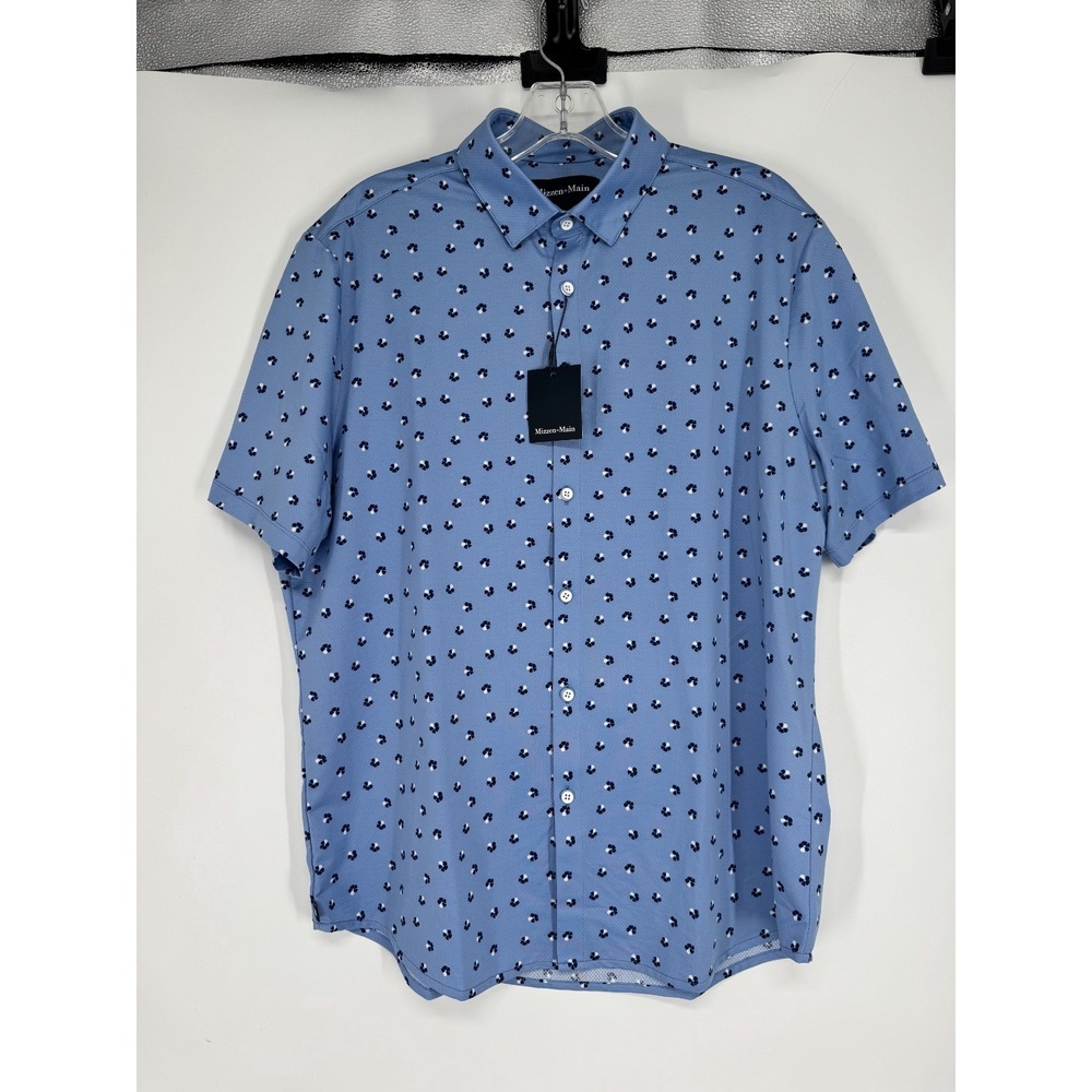 Mizzen + Main Halyard Dress Shirt Medium Polka Dot Floral Short Sleeve Button Up
